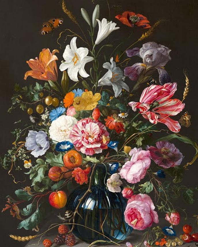 Diamond Painting Blumenporträt in einer blauen Vase