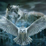 Diamond Painting Eule mit Wolf