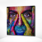 Diamond Painting Frau mit Farbflecken