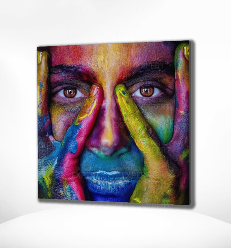 Diamond Painting Frau mit Farbflecken