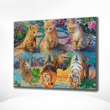 Diamond Painting Kätzchen und Löwen