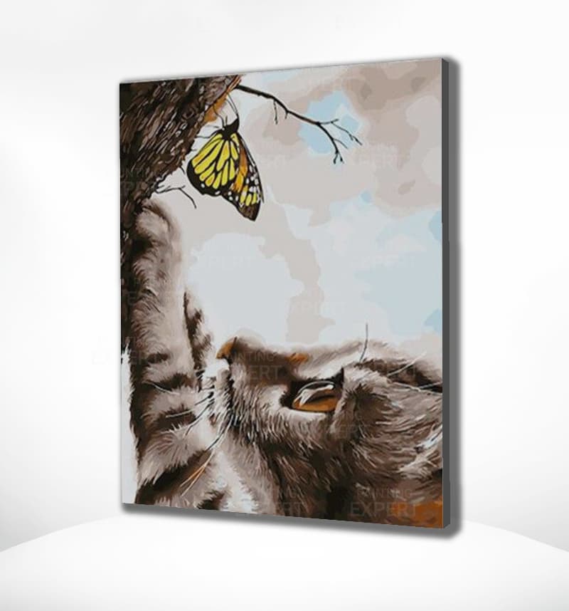 Diamond Painting Katze und ein Schmetterling