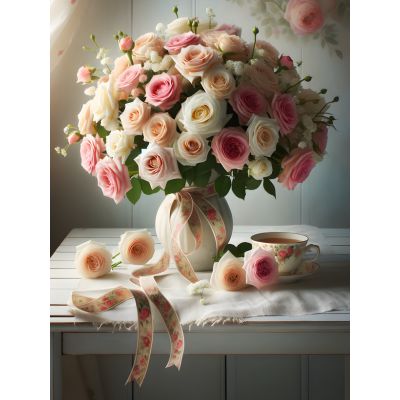 Diamond Painting Rosen in einer Vase