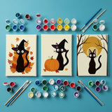 Malen nach Zahlen – 3 Mini-Gemälde - Die Familie der Hexe