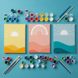 Malen nach Zahlen – 3 Mini-Gemälde - Himmlische Übergänge