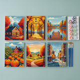 Malen nach Zahlen – 6 Mini-Gemälde - Erntetöne