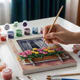 Malen nach Zahlen – 6 Mini-Gemälde - Blütenblätter & Portale