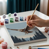 Malen nach Zahlen – 6 Mini-Gemälde - Waldkauz in der Dämmerung