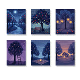 Malen nach Zahlen – 6 Mini-Gemälde - Obstgartennacht mit Sternen