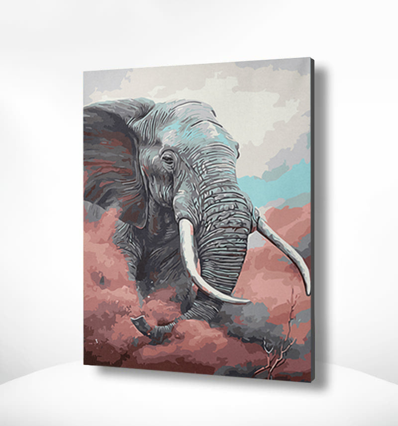 Malen nach Zahlen Elefant mit rosa Wolke