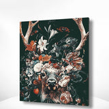 Malen nach Zahlen Hirsch mit Blumen