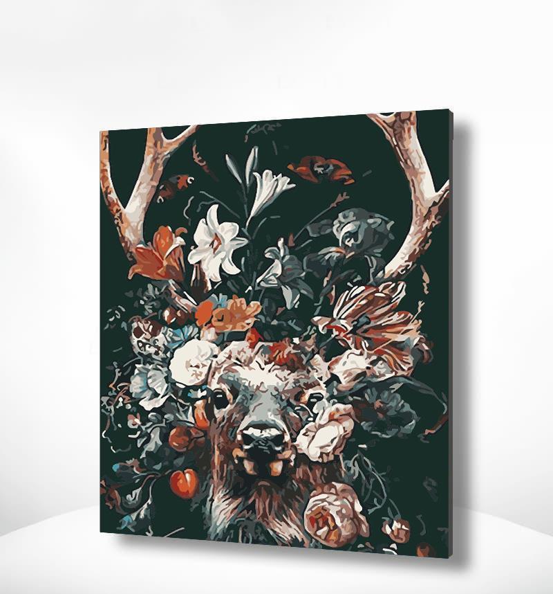 Malen nach Zahlen Hirsch mit Blumen