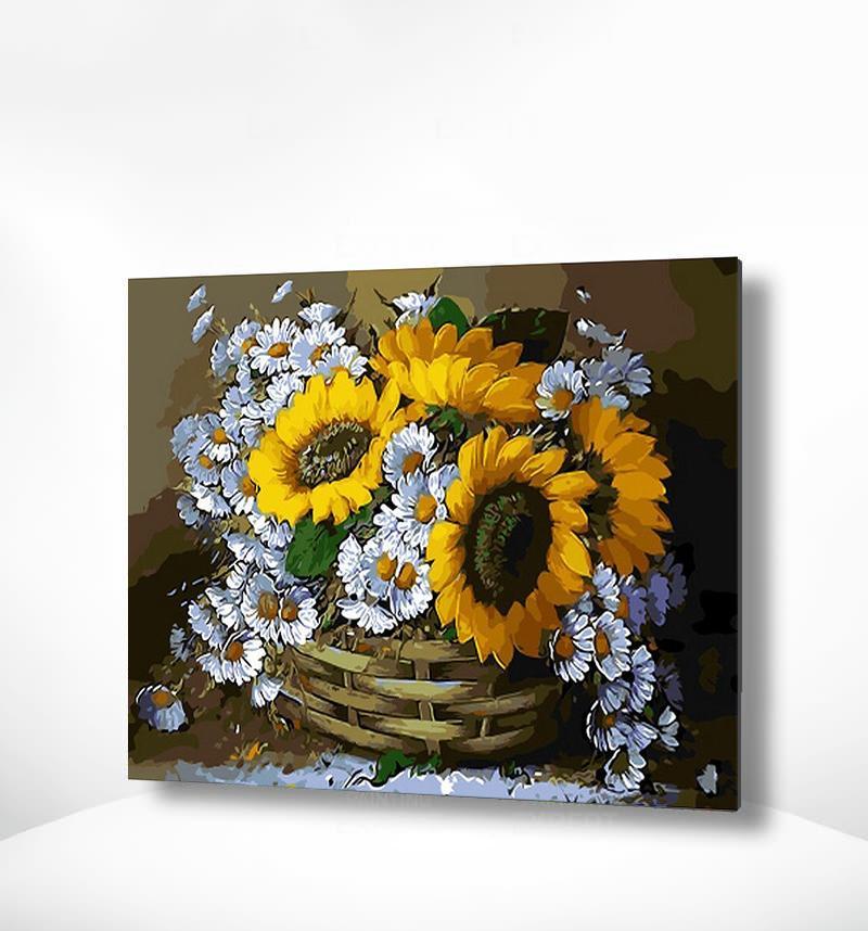 Malen nach Zahlen Sonnenblumen und Kamille