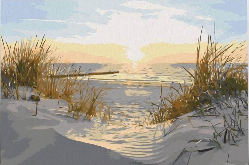 Malen nach Zahlen Strand mit Sonne