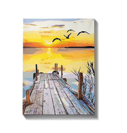 Malen nach Zahlen Strand mit Sonnenuntergang