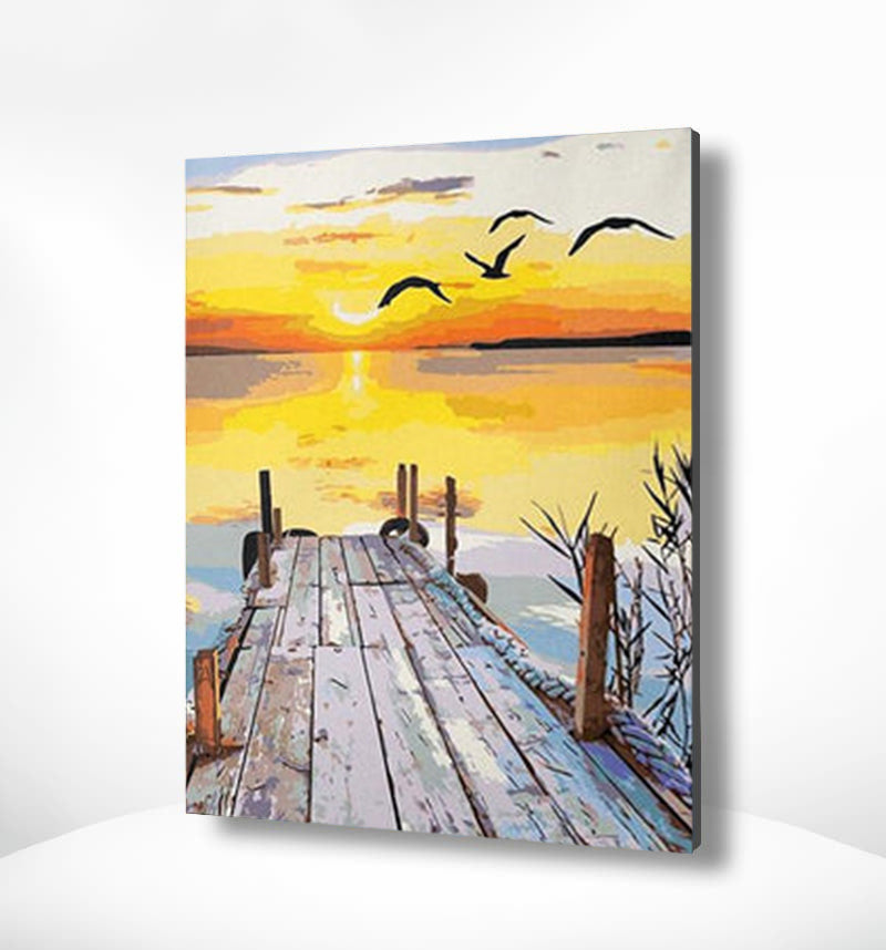 Malen nach Zahlen Strand mit Sonnenuntergang