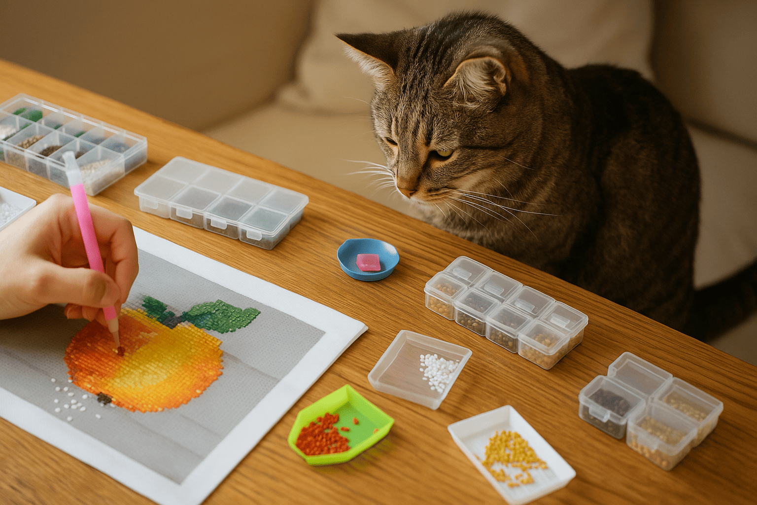 Diamond Painting mit Katze oder Hund im Haushalt – Tipps für sicheren Bastelspaß