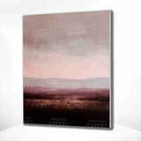 Diamond Painting Abstrakte minimalistische Landschaft in Lila, Taupe und Bordeauxrot