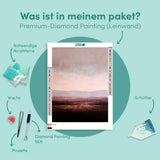 Diamond Painting Abstrakte minimalistische Landschaft in Lila, Taupe und Bordeauxrot
