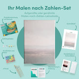 Malen nach Zahlen Abstrakte minimalistische Landschaft in Lila, Taupe und Bordeauxrot