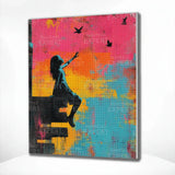 Diamond Painting Banksy farbenfroh – Mädchen mit Vögeln