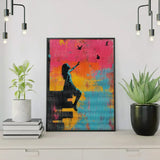 Diamond Painting Banksy farbenfroh – Mädchen mit Vögeln