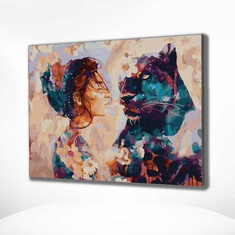 Diamond Painting Frau mit Lepoard