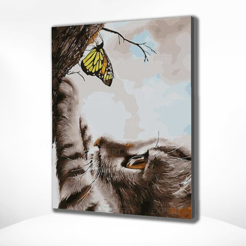 Diamond Painting Katze und ein Schmetterling
