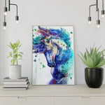 Diamond Painting Pferd mit Blauen Tönen