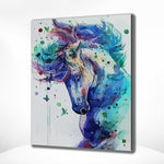 Diamond Painting Pferd mit Blauen Tönen