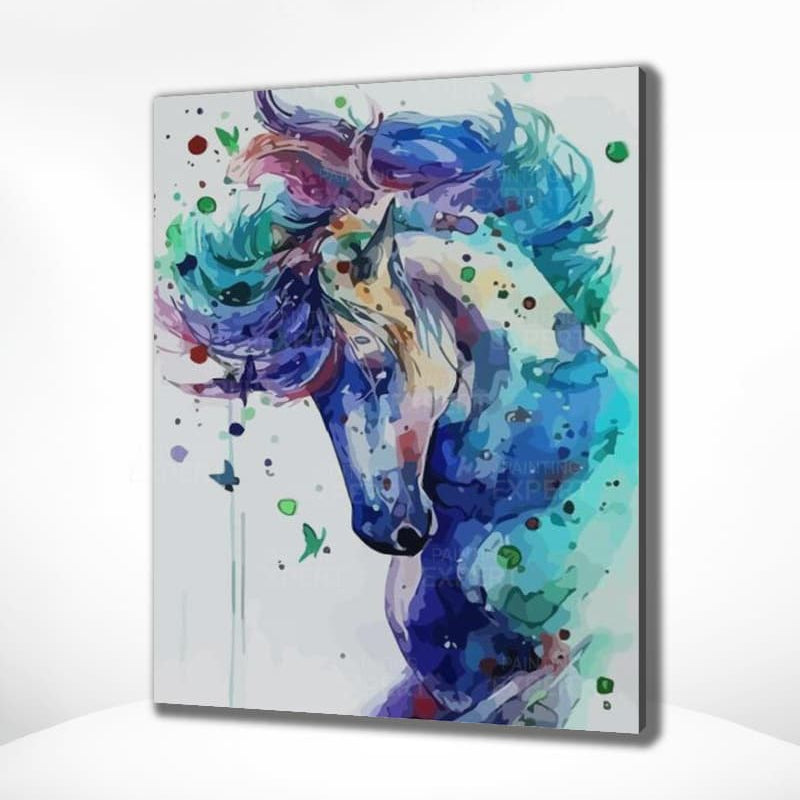 Diamond Painting Pferd mit Blauen Tönen