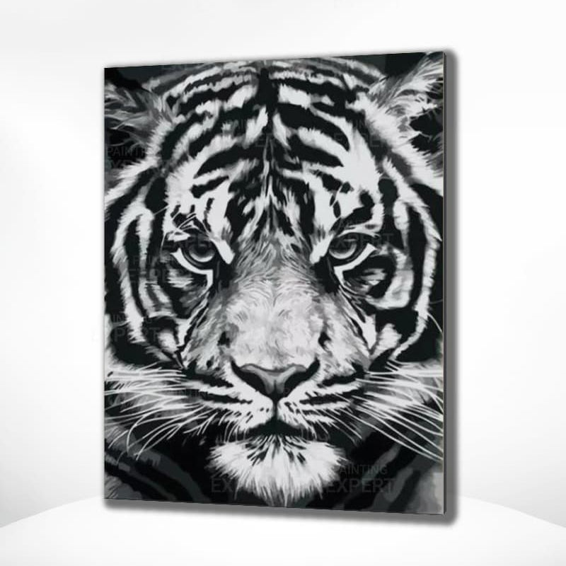 Diamond Painting Schwarz-Weiß Tiger