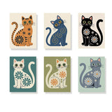 Malen nach Zahlen – 6 Mini-Gemälde - Die Mod Cats-Kollektion