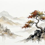 Diamond Painting Einsamer Baum in einer Berglandschaft Japan