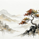 Diamond Painting Einsamer Baum in einer Berglandschaft Japan