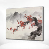 Diamond Painting Kirschblüten vor nebelverhangenen Berggipfeln – Japandi-Panorama Japan