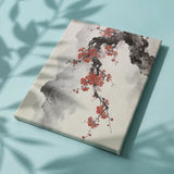 Malen nach Zahlen Kirschblüten vor nebelverhangenen Berggipfeln – Japandi-Panorama Japan