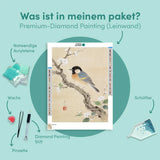 Diamond Painting Kohlmeisen auf einem blühenden Zweig von Ohara Koson Japan