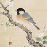 Malen nach Zahlen Kohlmeisen auf einem blühenden Zweig von Ohara Koson Japan