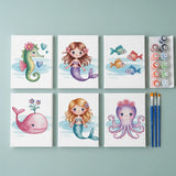 Malen nach Zahlen – 6 Mini-Gemälde - Meerjungfrauen & Meeresfreunde