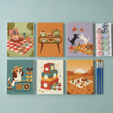 Malen nach Zahlen – 6 Mini-Gemälde - Retro-Picknick-Stimmung