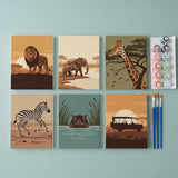 Malen nach Zahlen – 6 Mini-Gemälde - Safari-Abenteuer