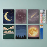 Malen nach Zahlen – 6 Mini-Gemälde - Verzauberter Himmel