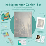 Malen nach Zahlen Mädchen das einen Brief an einem offenen Fenster liest