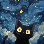 Malen nach Zahlen Katze in der Nacht