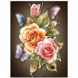 Diamond Painting Rose mit Schmetterlingen