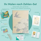 Malen nach Zahlen Schwalbe über weißen Hortensien Japan