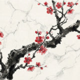 Diamond Painting Tintenzweig mit roter Blüte Japan