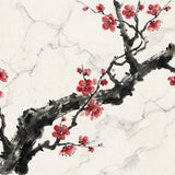 Diamond Painting Tintenzweig mit roter Blüte Japan