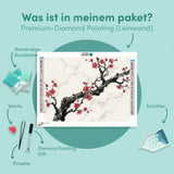 Diamond Painting Tintenzweig mit roter Blüte Japan